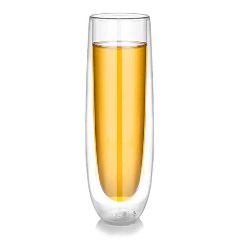 5.1oz genomskinliga ölglasmugg dubbla vägglager isolerad ölmugg vatten vin ölkopp för festhem