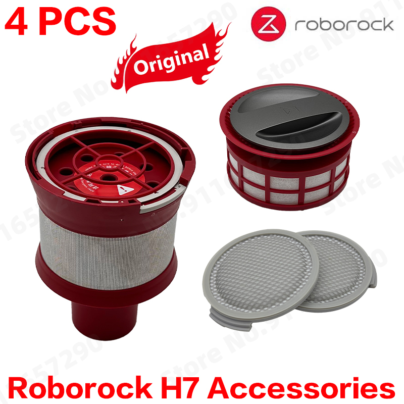 Original Roborock H7 Dust Box HEPA Filter Spare Parts Mace Plus Dustbin Cyclone Assembly Module Red Accessories: light yellow