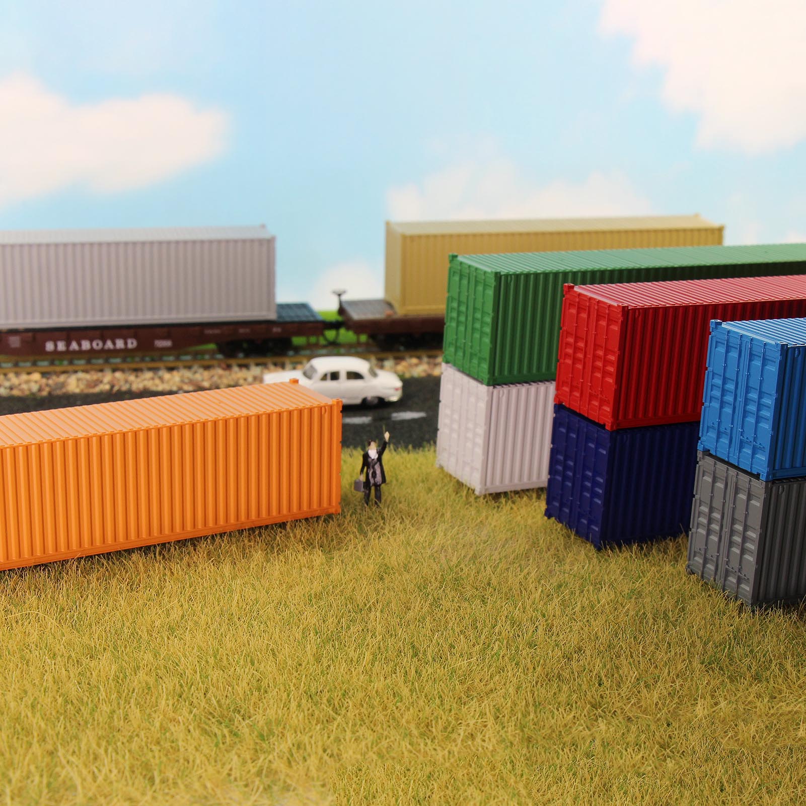 9 Stuks Ho Schaal 1:87 40ft Container Modeltreinen Cargo Box Geen Print Pure Kleur C8740