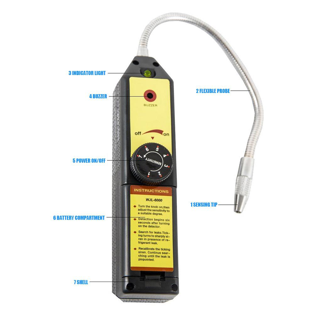 Nyttigt kølemiddel halogen freon lækagedetektor a/c  r134 r410a r22 luftgas hvac værktøj sort