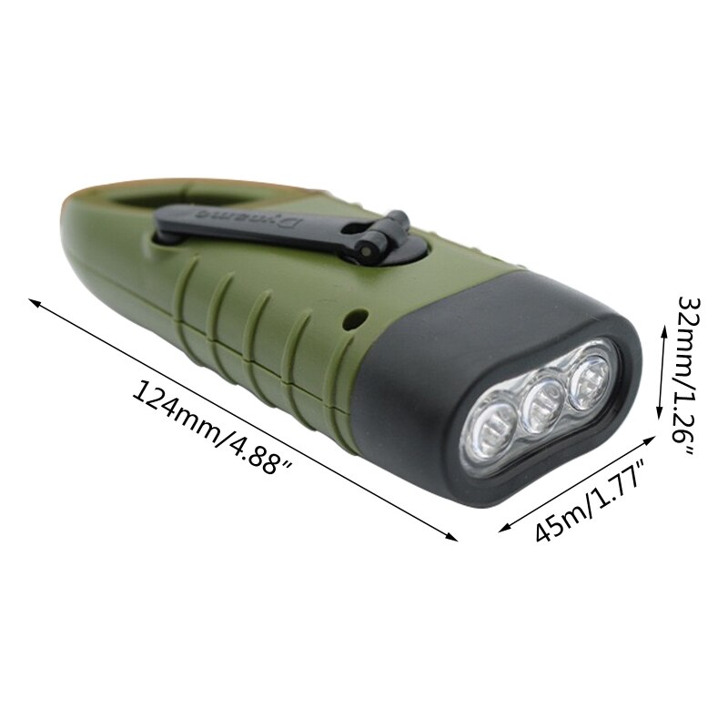 Solar Powered Flashlight Hand Crank Dynamo Rechargeable LED Light Lamp Charging Powerful Torch for Outdoor Activity