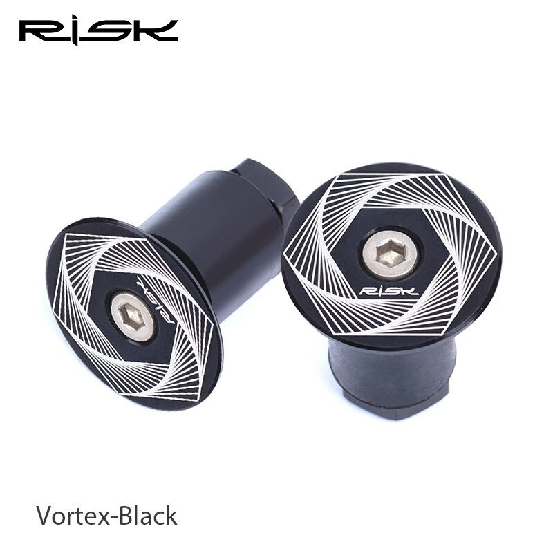 RISK 2pcs Bike Handlebar End Plugs Bicycle Bar End Plugs Grip Ends Caps MTB Road Cycling Handle Bar Plug Ends: Vortex Black