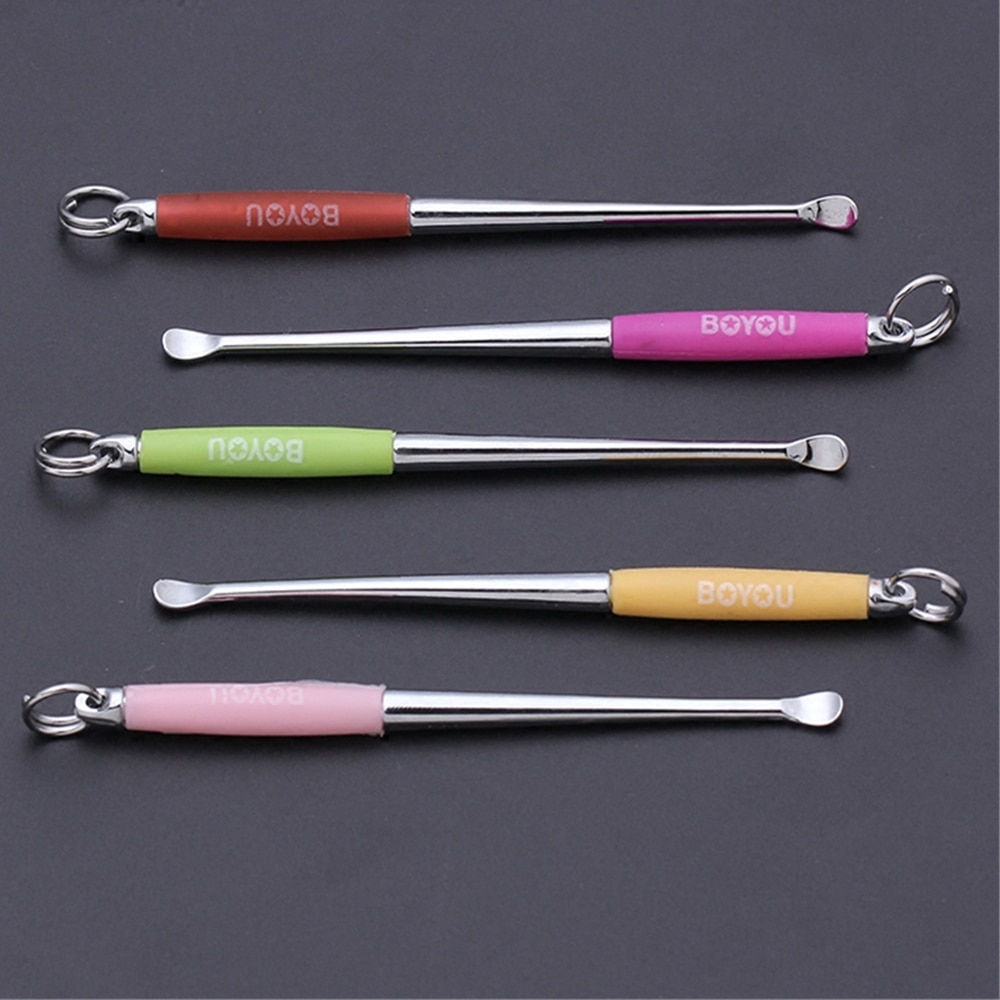 Ear Cleaning Spoon Stainless Steel Earpick Silicone Handle Baby Earwax Removing Safe Tool Kids Adult Nursing Care