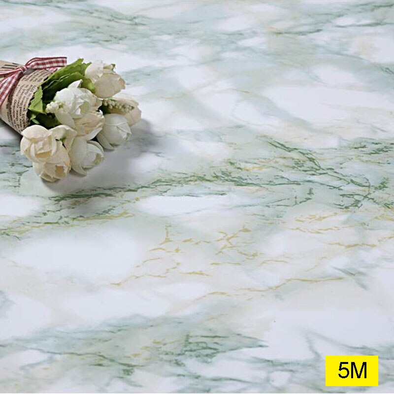 Vandtæt marmor væg klistermærker skab bord bordplade møbler renovering klistermærke køkken selvklæbende olie bevis tapet: Grøn 5m