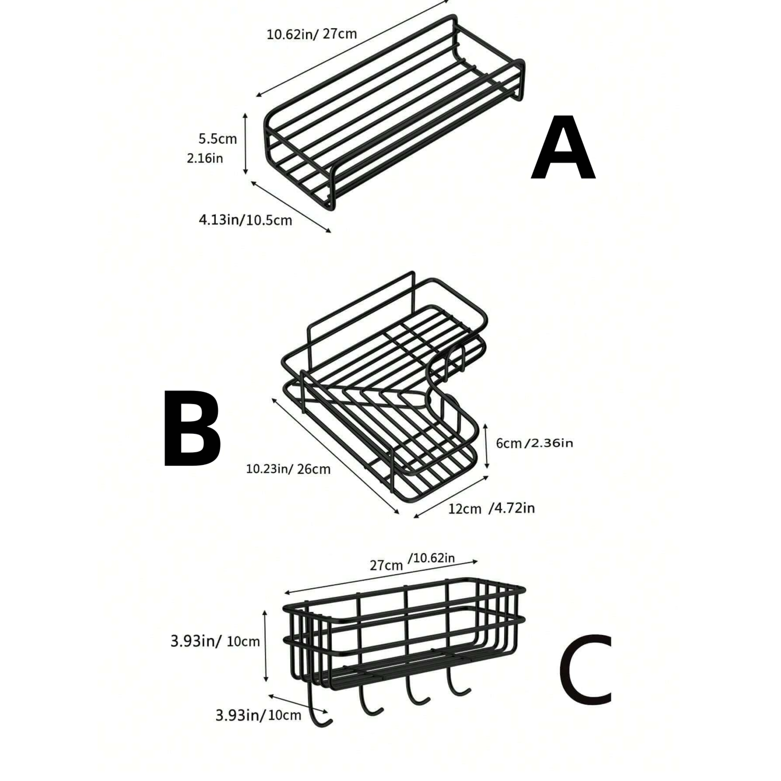 Estante de baño, estantes de almacenamiento de esquina montados en la pared, soporte para champú, estante de hierro, escurridor de ducha, organizador de accesorios de cocina