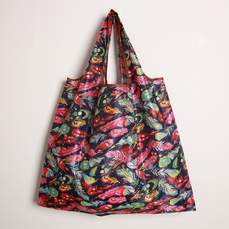 ECO Polyester Reusable Tote Foldable Shopping Bag Women Men Travel Shopper Package Buy vegetables traveling sho: G yumao