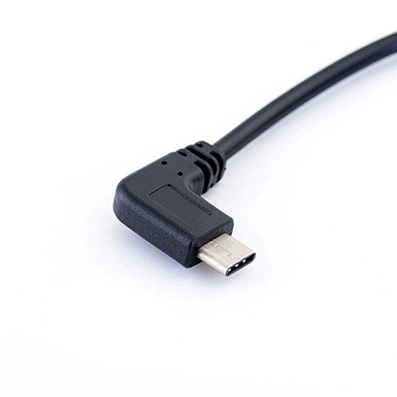 Venstre vinkel 90 grader mikro usb 5 ben han til type c han kabel konverter otg adapter dataledning kabel 25cm