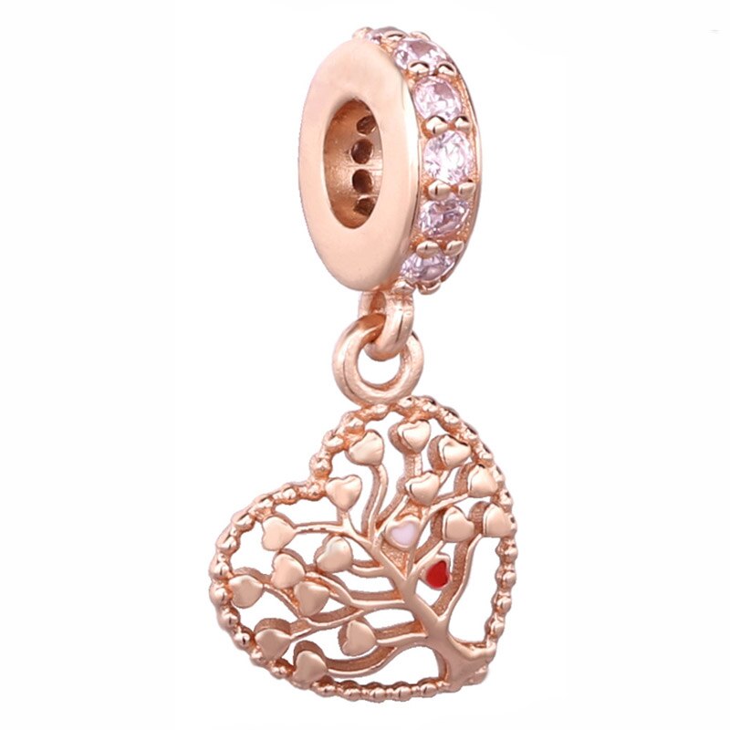 Fall 100% 925 Sterling Silver 1:1 Rose Wonderland Tree of Love Dangle Charm Rose Acorn & Leaf Hanging Charm Pendant: 2578