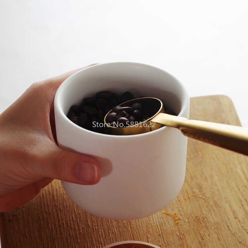 Nordisk stil keramisk lagringsflaskeburk til krydder tre lokk bokser kjøkken kaffe te godteri stokk bokser bokser