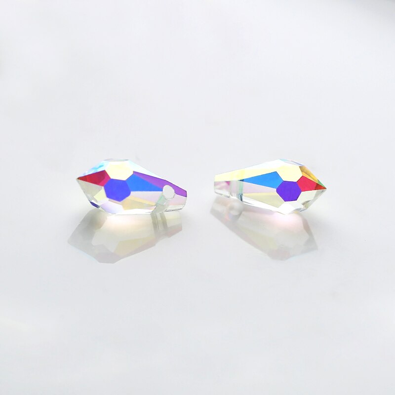 5,5x11mm 6,5x13mm cuentas de cristal facetadas de lágrima de cristal de agujero cruzado Multicolor para fabricación de joyas al