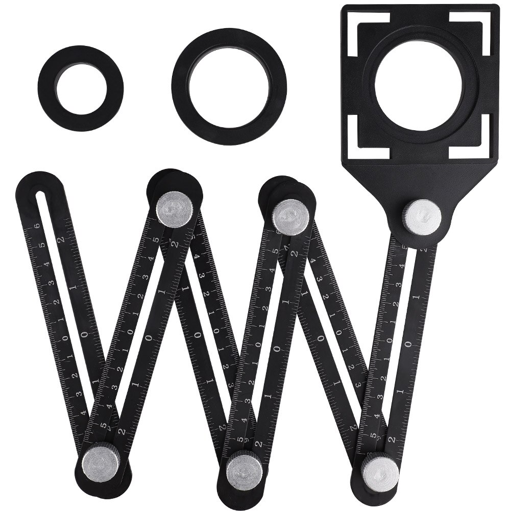 6 Folding Multi Angle Measuring Ruler Ceramic Tile Hole Positioning Ruler Metal Template Hole Punch Accessories With Drill Guide