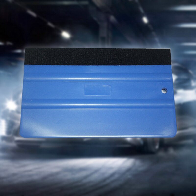 1 stk bil vinyl film indpakningsværktøj blå skraber gummiskraber med filt kant størrelse 13cm*8cm bil styling klistermærker tilbehør