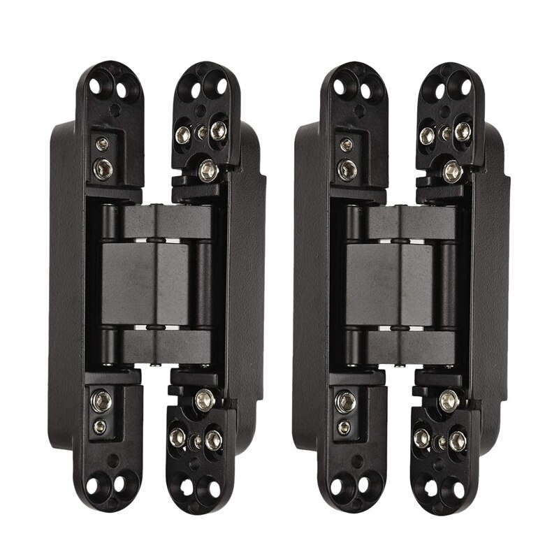 2Pcs 6 Inch Concealed Door Hinges Invisible Hinges Concealed Hinges 180 Degree Swing Hinge 3 Way Adjustable Butt Hinge: black