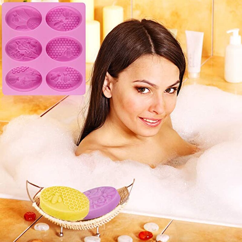 3D abeille Silicone ovale moules nid d'abeille savon moules plateau ruche gâteau moule de cuisson aucun collage BPA bougie moule
