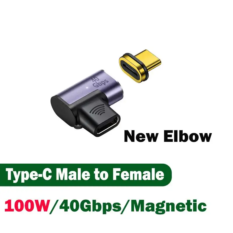 Adaptateur magnétique USB4.0 Thunderbolt 3, USB C vers Type C 40Gbps 140W 100W, câble convertisseur magnétique de charge rapide, adaptateur USB 8K: Grey