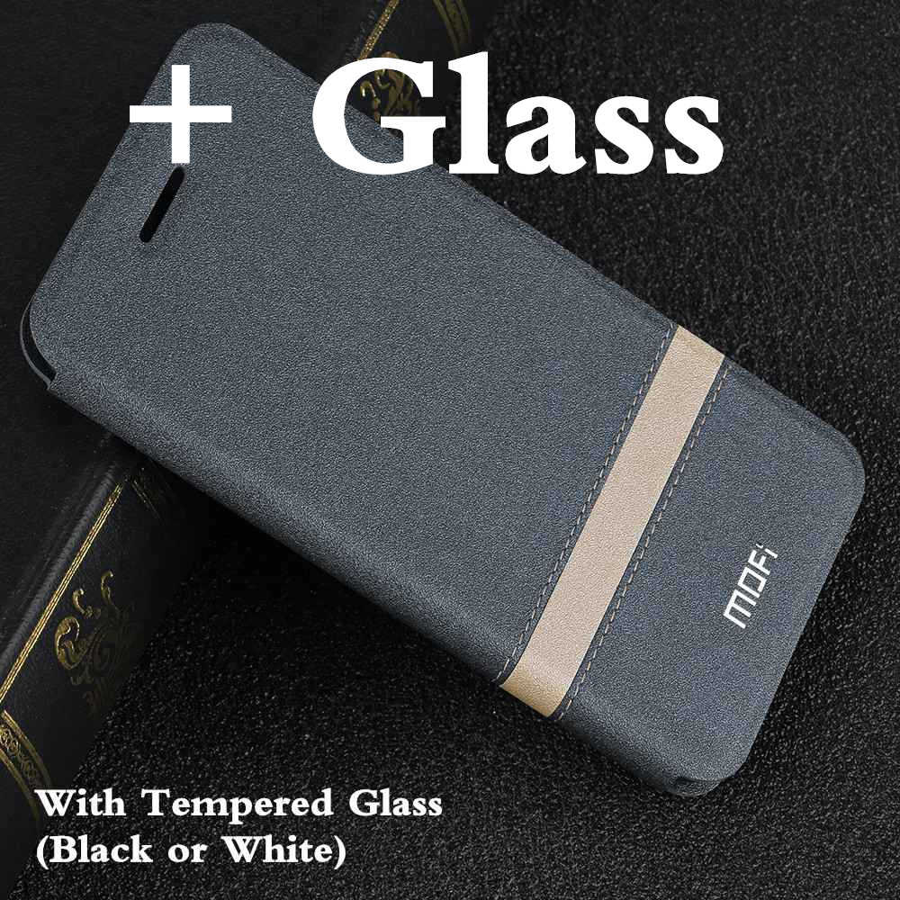 MOFi Flip Cover for Xiaomi Pocophone F1 Case for POCO F1 TPU Coque for Xiomi Mi Global Silicone Housing Folio Capa: Grey with Glass