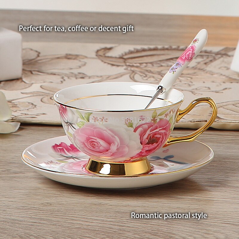 Romantic Bone China Coffee Set British Porcelain Tea Set Ceramic Pot Creamer Sugar Bowl Teatime Teapot Coffee Cup Coffeeware
