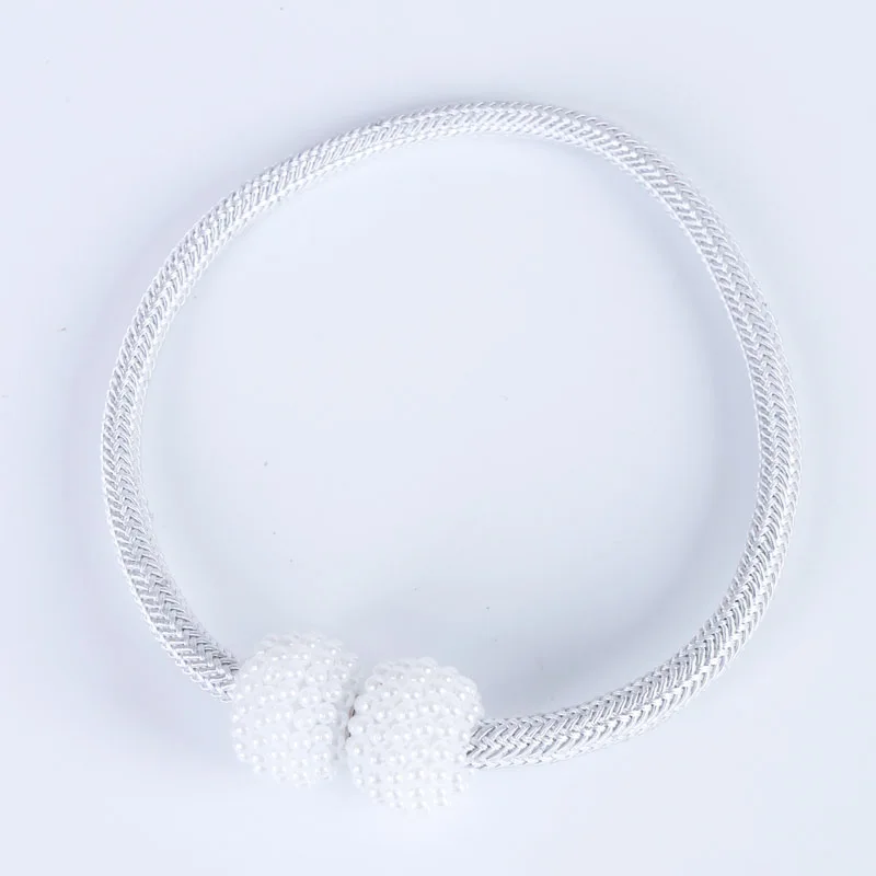 Thuis Slaapkamer Woonkamer Mini Gordijn Gesp Dik Touw Grote Parel Magnetische Gesp 2,5 cm Parel Gesp Gordijn Riem Tie touw: WHITE