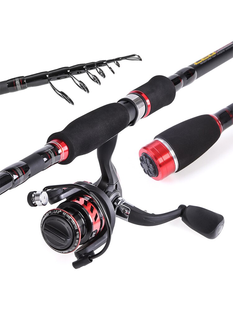 Telescopic Rod Reel Combination Carbon Retract Rod 4-piece Set Bait Fishing Wheel Line Carbon Fiber Baitcast Rod Fishing Kit
