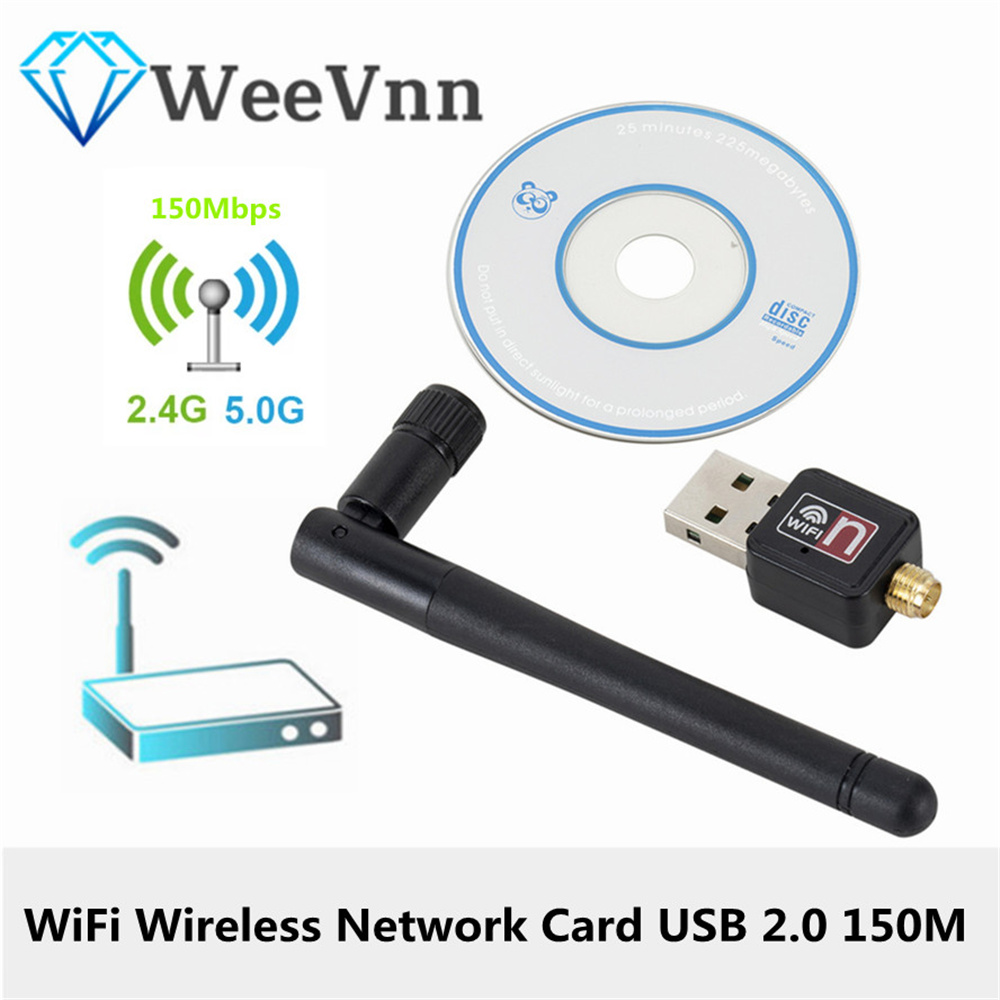 WeeVnn WiFi Drahtlose Netzwerk Karte USB 2,0 150M 802,11 b/g/n LAN Adapter mit drehbare Antenne für Laptop PC Mini Wi-fi Dongle