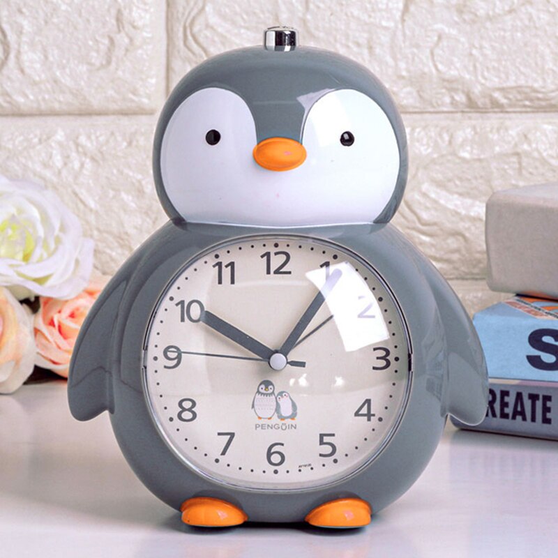 Little penguin student cartoon silent night light bedside bedroom can talk children music multi-function alarm clock