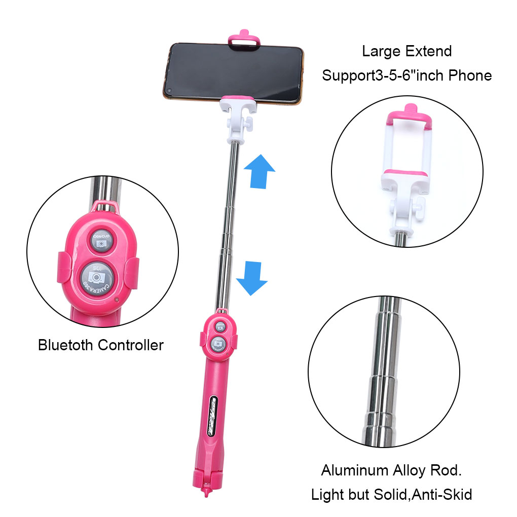 3 w 1 Bezprzewodowy Kijkek Selfie Statyw Bluetooth z Pilotem do Telefonu