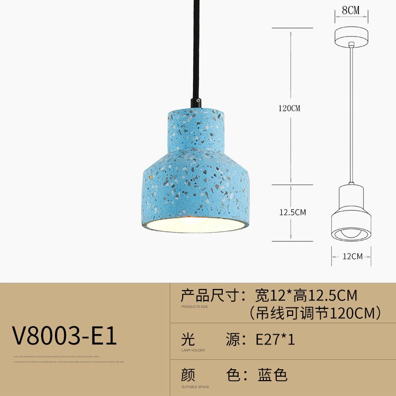 Nordic Terrazzo Cement Beton Hanglampen Moderne Led E27 Restaurant Bar Woonkamer Slaapkamer Keuken Industriële Lamp: Blue Large