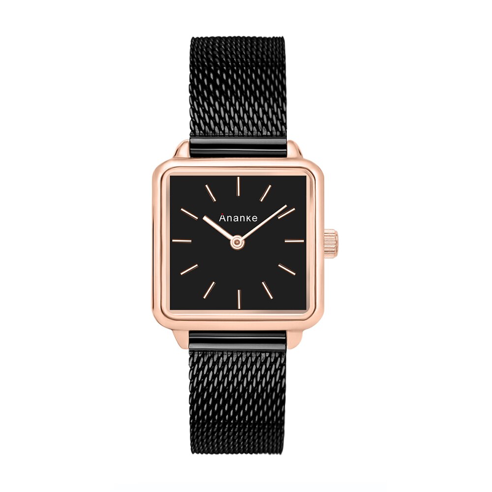 Ananke – montres à Quartz pour femmes, en acier inoxydable, bracelet en maille, étanche, carré or Rose, cadran Simple, AN25: AN2519