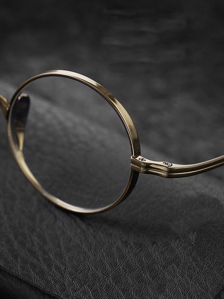 Gafas redondas de titanio para hombre y mujer, montura de gafas Retro Vintage, de de lujo, graduadas, para Miopía