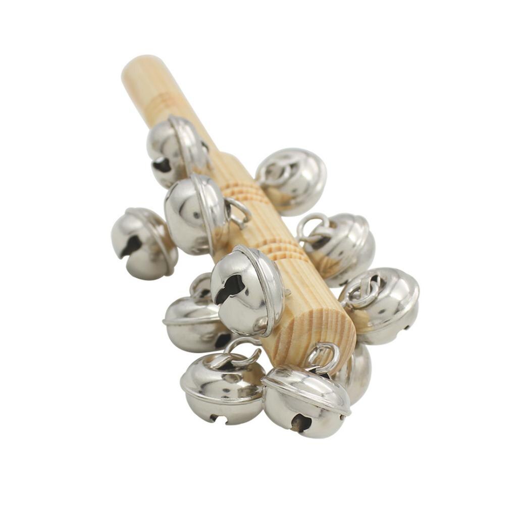 Wooden Handheld Jingle Bells Percussion Baby Musical Shake Toy For
