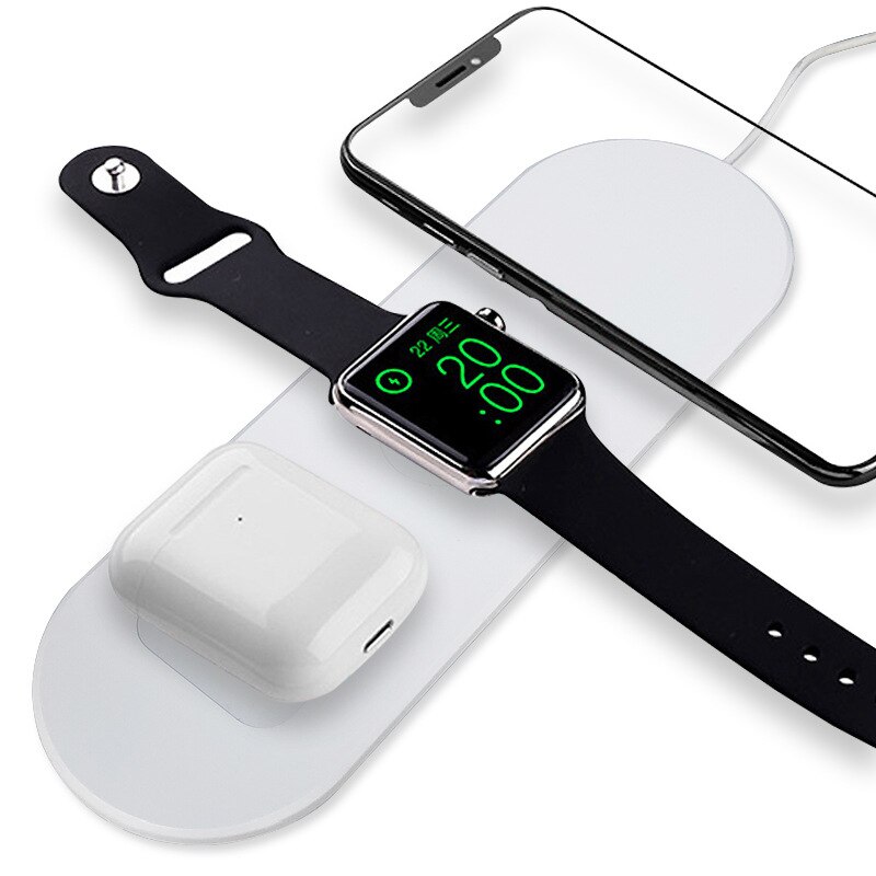 Sec 3 In 1 Draadloze Oplader 10W Snelle Draadloze Opladen Pad Voor Iphone 11/11pro/X/Xs/8 Voor Apple Horloge Serie 5 4 3 Airpods: 02 white