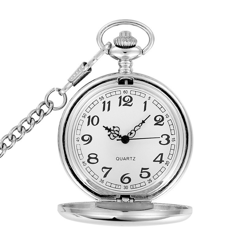 Klassieke 4.5cm maten zilveren gepolijste quartz heren zakhorloge ketting relogio de bolso quartz horloge  cf1004
