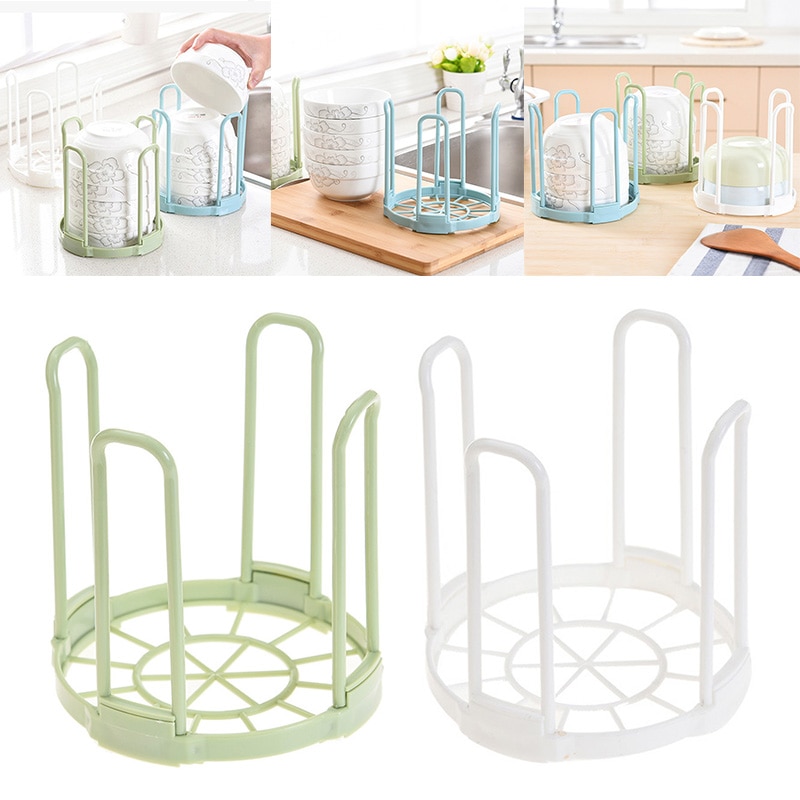 Plastic Bowl Dish Drain Holder Plate Drying Rack Organizer Kitchen Sink Cups Stand Drain Storage Shelf Bracket Organizer