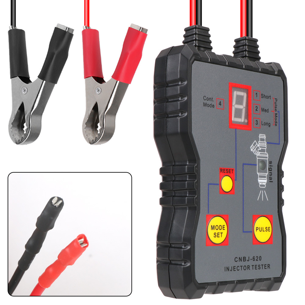 Probador de inyector de combustible de coche, Kit de herramientas de limpieza automotriz, 4 modos Pluse, herramienta de escaneo de sistema de combustible, limpiador al ras de inyectores