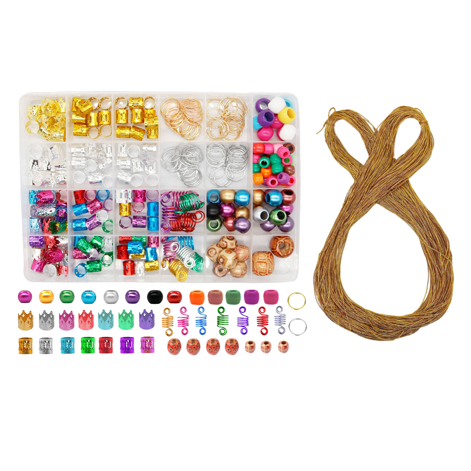 238Pcs Dreadlocks Beads,Hair Braid Rings, Clips, Dread Locks, Hair Braiding Metal Cuffs ,Decoration Accessories Jewelry