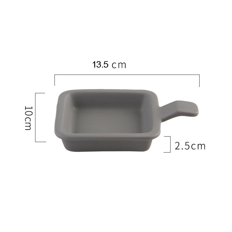 Ceramic Single Handle Seasoning Dish Plate Square Mini Baking Tray Dessert Dish Breakfast Steak Salad Plate Kitchen Tableware