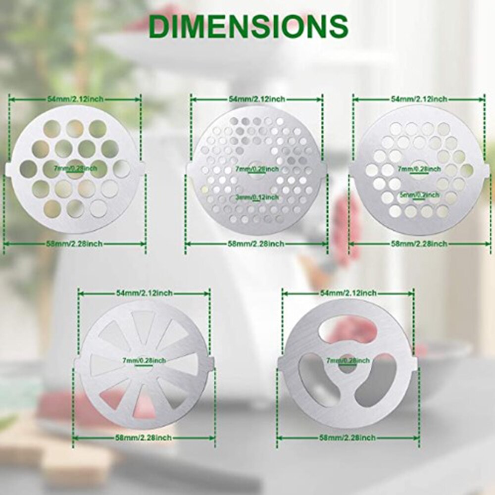 6PC Meat Grinder Mixer Plate Discs Stainless Steel Kit Food Grinders Accessories