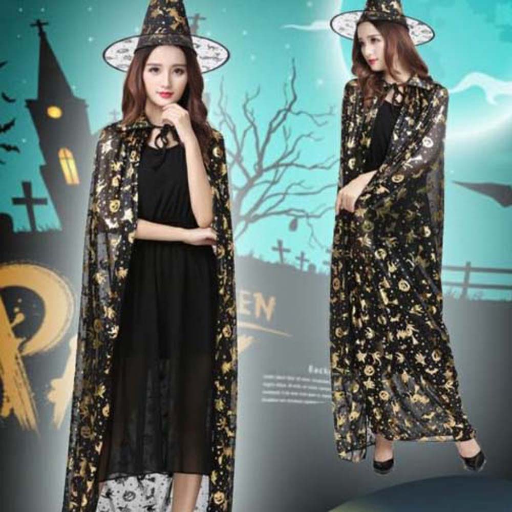 Trendy Performance Costumes Halloween Cloak Sets Witch Caps Pumpkin Scary Costumes Ghost Bat Hat Wizard Robe Party Show