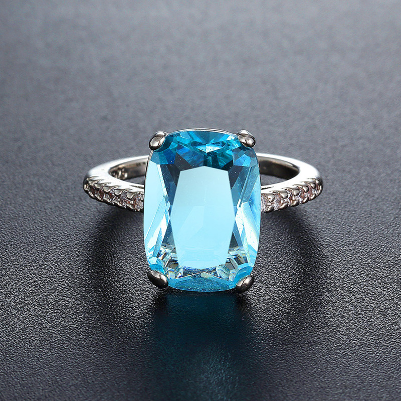 Trendy Aquamarin Ring Edelsteine Natürliche Für Schmuck Silber Ring Blau Topas Ring 925 Sterling Silber Ringe Für Frauen Engagement