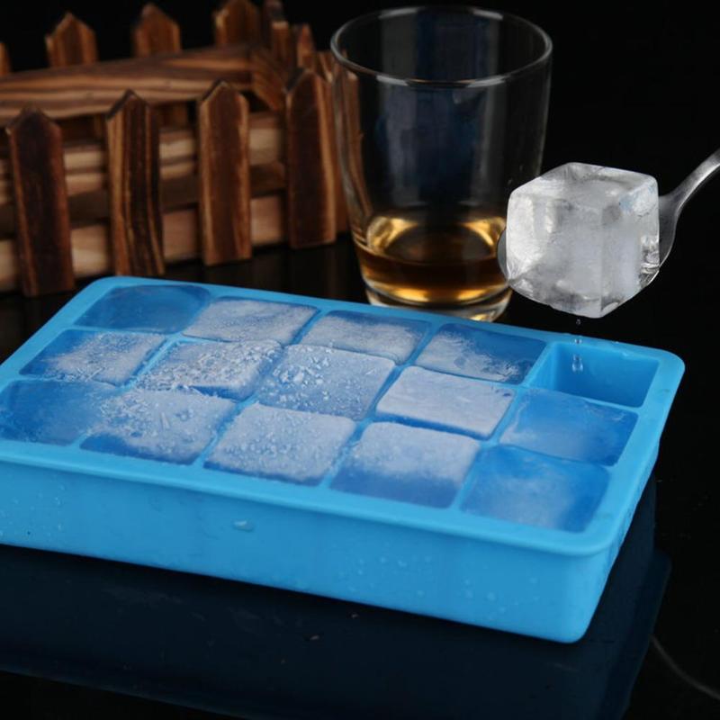 1pcs DIY Creatieve Big Ice Cube Mold Vierkante Vorm Siliconen Ijs Lade Food grade siliconen Veilig Onschadelijk 15 Kleine grid Mold