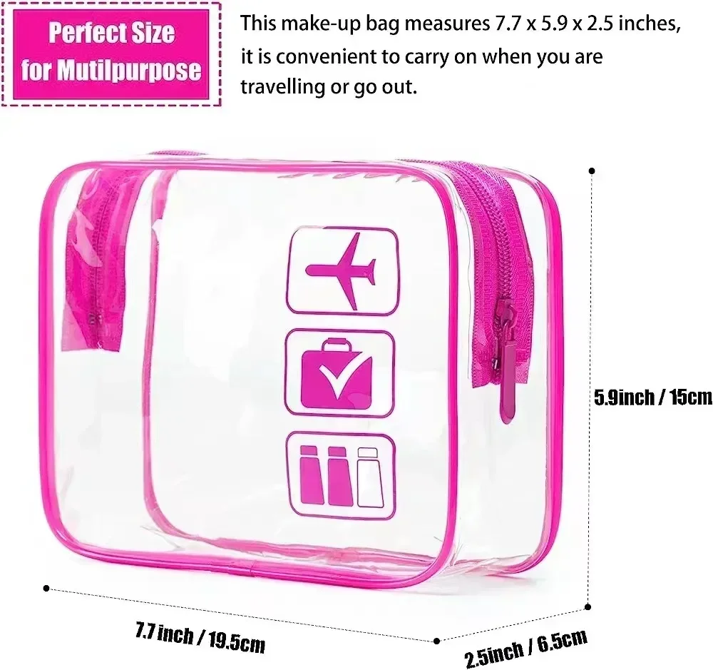 Organizzatori da viaggio in PVC trasparente da donna Custodie da viaggio Custodia da viaggio Spazzolino da denti Asciugamano Bagagli Borsa da Toilette cosmetica: Colore rosa