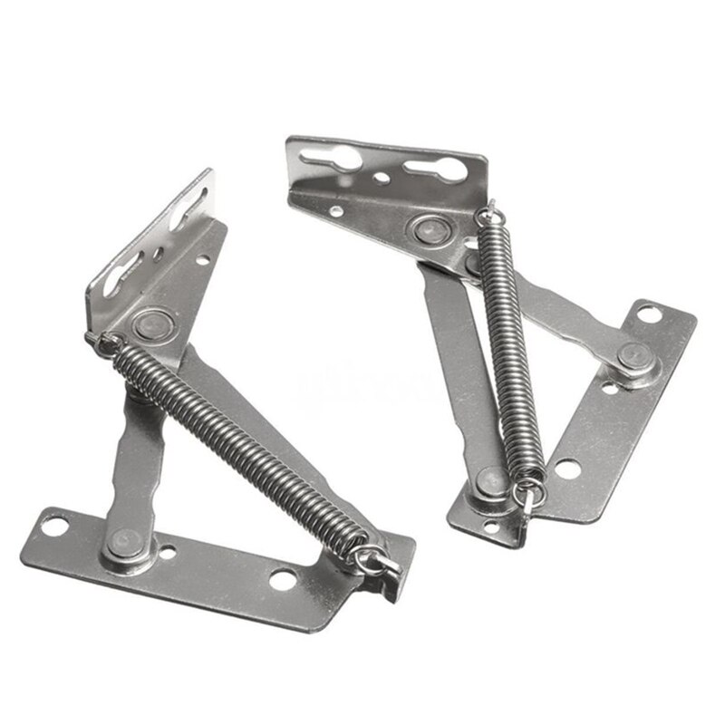 2Pcs 80 Degree Left Right Sprung Hinges Cabinet Door Stay Flap Top Support Cupboard Stainless Steel Heavy Duty Gate Hinge
