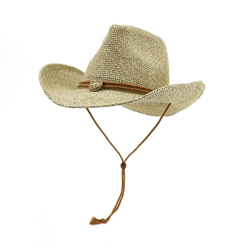 Summer handwork men women western straw cowboy hat jazz hats gentleman wide brim boater panama straw caps sun hat couple hats