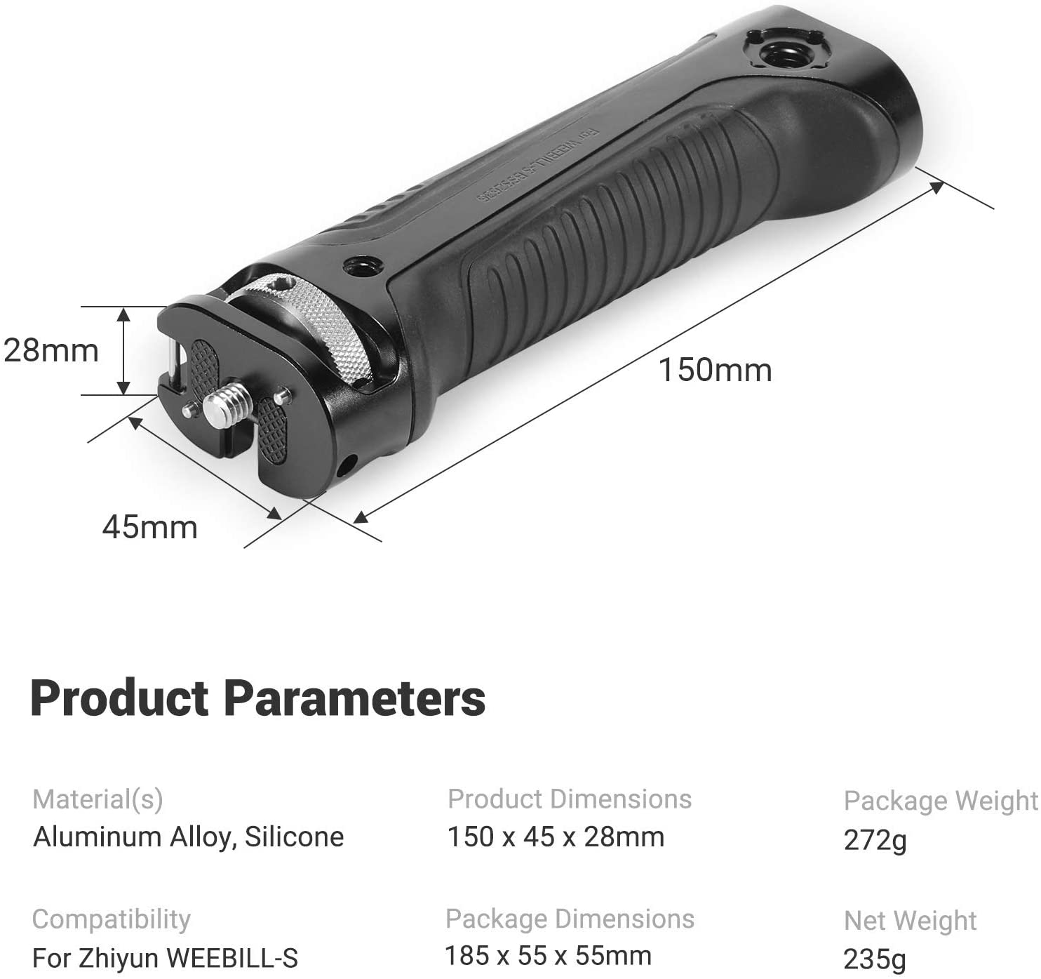 SmallRig Handgrip for Zhiyun-Tech WEEBILL-S Gimbal Quick Release Handle Grip With Cold Shoe Mount &amp; Carry Strap Slot 2636