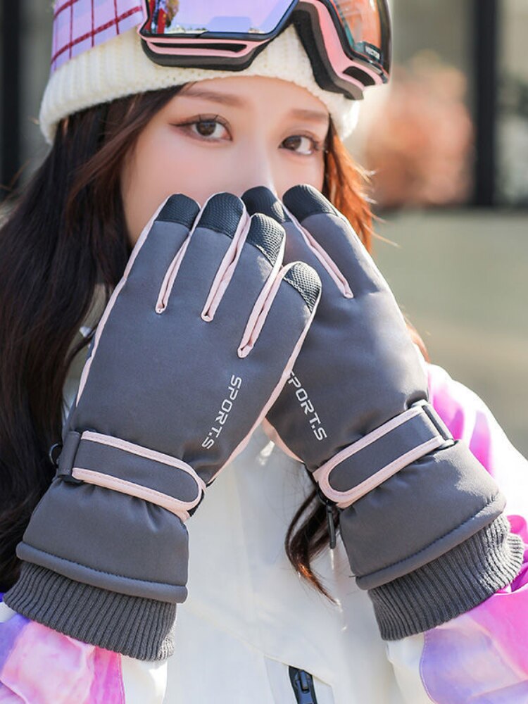 Guanti e guanti da sci da uomo invernali riscaldati in pelle da motociclista impermeabili termici riscaldati in pelle da donna accessori da sci: Q9078 grigio / XL