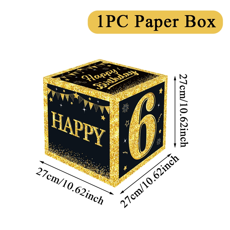 Zwart Goud Verjaardag Nummer Papier Doos Gelukkig 18 30 40 50 60 Jaar Oude Verjaardagsfeestje Decoratie Kinderen Volwassen Verjaardagsfeestje levert