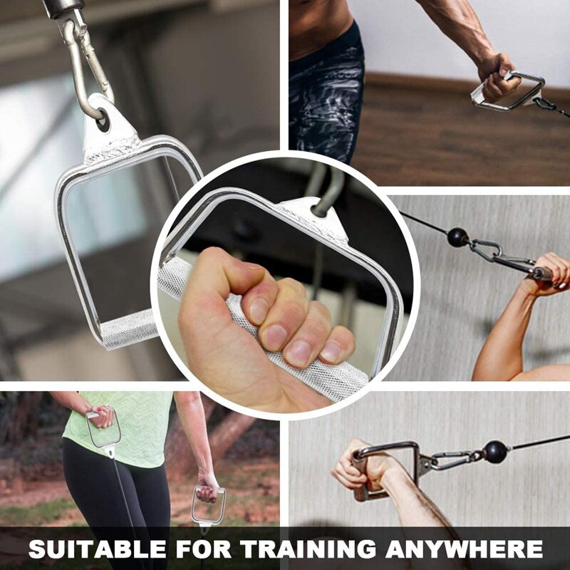 Double D-Handle Pulley Cable Machine Attachment Weight Lifting Hand Grips Heavy Duty Gym Home Lat Pull Down Rowing D Bar