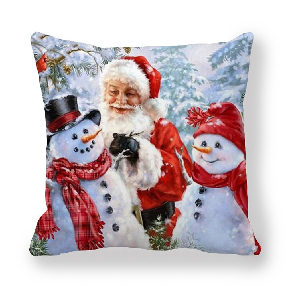 1 pièces taie d'oreiller père noël imprimer vieil homme canapé-lit décor à la maison taie d'oreiller chambre housse de coussin joyeux noël 44x44 Cm: 10