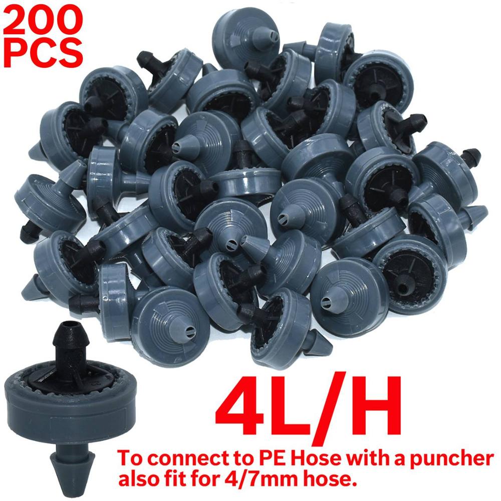 200 Pcs 2L 4L 8L/H Druk Compenseren Druppelirrigatie Emitter Turbo Stijl Druppelaar Tuin Watering 4/7mm Pe Slang Kas: KSL01-131-4L-200PCS
