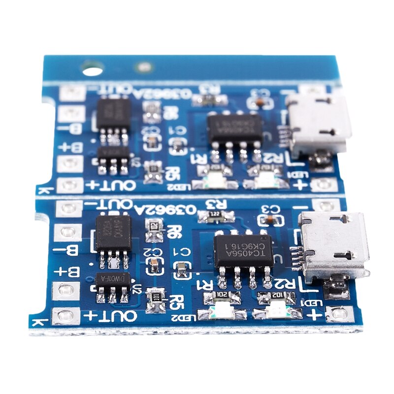 2PCS Blue 5V Micro USB 1A 18650 Lithium Battery Charging Board